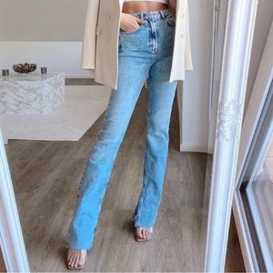 Zara Hi-Rise Split Hem / Raw Hem Jeans